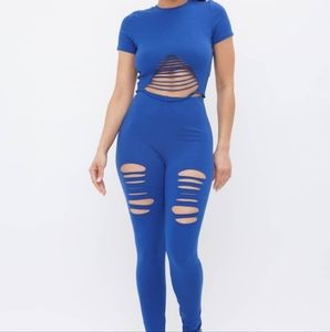 Laser cut pants set